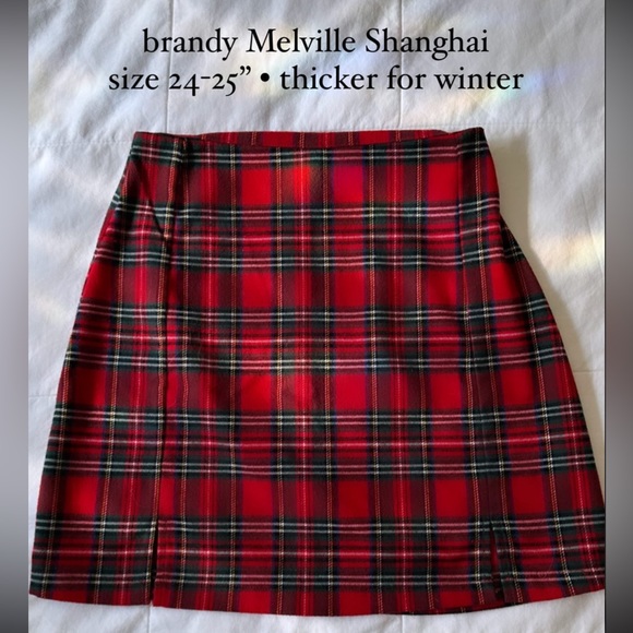 Red Plaid Brandy Melville Cara Skirt - Picture 8 of 15